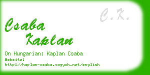 csaba kaplan business card